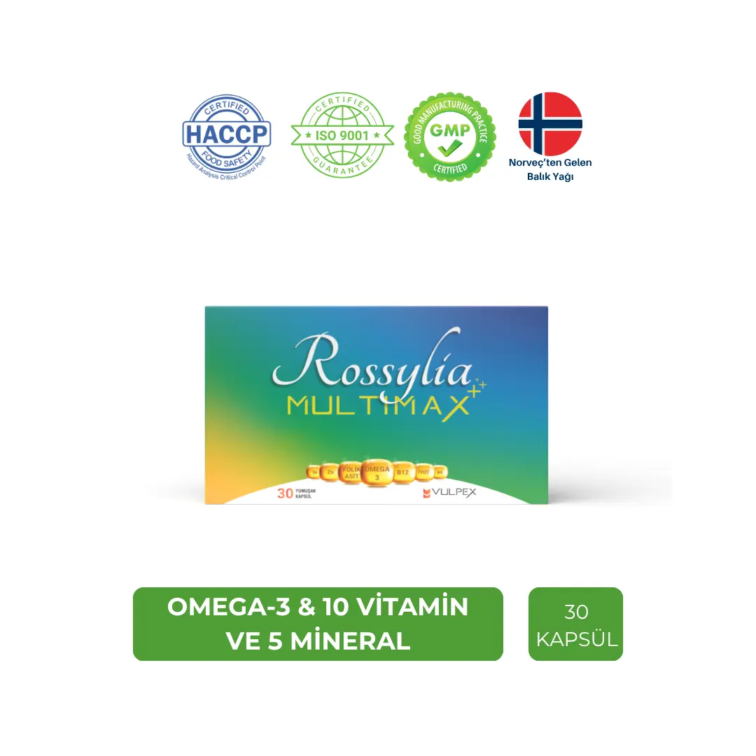 Hitox Multimax Rossylia Omega-3 İçeren Multivitamin ve Multimineral | 30 Kapsül